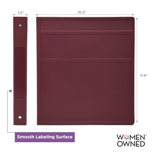 Carstens 1-Inch Heavy Duty 3-Ring Binder - Side Opening, Wine, Durable Plastic, Precision No-Gap Rings, Waterproof Cover, No Pockets, Holds 125 US Letter Sheets, BPA-Free, Made in USA (8703-3R) - color: Burgundy, size: Individual