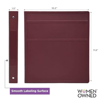 Carstens 1-Inch Heavy Duty 3-Ring Binder - Side Opening, Wine, Durable Plastic, Precision No-Gap Rings, Waterproof Cover, No Pockets, Holds 125 US Letter Sheets, BPA-Free, Made in USA (8703-3R) - color: Burgundy, size: Individual