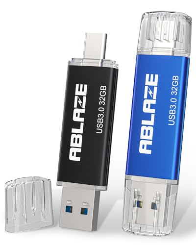 ABLAZE USB C Flash Drive 32GB 2 Pack, Dual USB 3.0+Type C Flash Drive Compatible with iPhone 16/15, Android Smartphone, Computer,Tablet Mac Laptop (2 Pack) - color: 2 Pack, size: 32GB