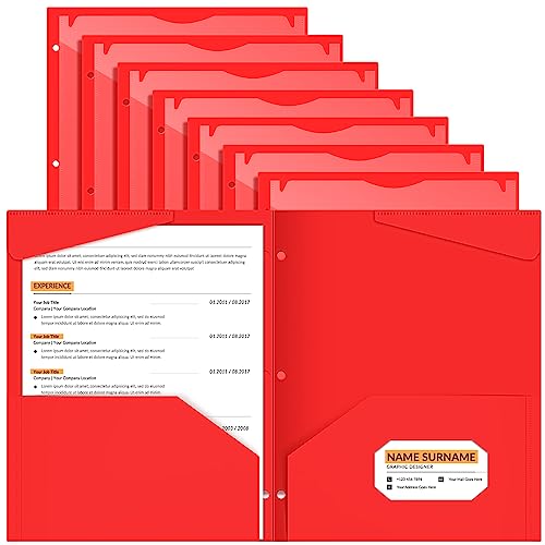 Henoyso 36 Pcs Red Plastic Folders with 2 Pockets and Clear Front Pocket 3 Holes Bulk Heavy Duty Letter Size Folders for Back to School, Office & Home, Classroom Organization - color: Red