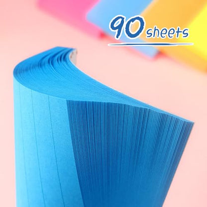 Lined Sticky Notes 3x3 in, Self-Adhesive, 4 Pads, 90 Sheets/Pad (Blue) | Strong Self-Adhesive Backing, Sticks Firmly and Removes Cleanly - color: Blue