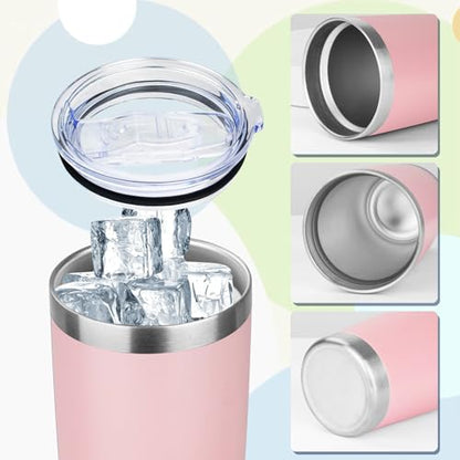 20oz Tumbler with Lid Stainless Steel Insulated Tumblers Travel Coffee Tumbler Bulk Double Wall Vacuum Insulated Water Cup Gifts for Christmas Women Men Her Him Home Office(Pink, 4pack) - color: Pink 4