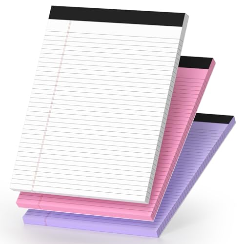 3 Pack Legal Pads 8.5 x 11 College Ruled Colored Note Pads 8.5" x 11" Lined Paper Chipboard-Backed Notepad with Micro-Perforated Notebook Paper for Office & School Supplies 50 Sheets/Pad - size: 8.5 x 11 In - Colored, style: 3 Pack
