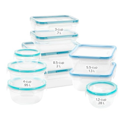 Snapware Plastic Total Solutions (10-Pack, Mixed Sizes) Food Storage Containers Set, Airtight & Leakproof Plastic Locking BPA-Free Lids Tupperware, Freezer Dishwasher Microwave Safe
