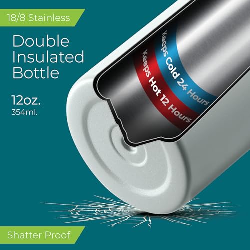 SIPX™ 12 oz Insulated Water Bottle with Straw Lid – Leakproof Stainless Steel, BPA-Free, Easy to Carry – Perfect for School, Camp, Sports & Travel –Blue - color: Blue