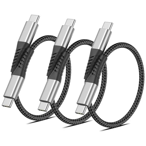 1ft USB C to USB C Cable, 3 Pack Short USB C Cable for Car, Braided Type C Fast Charging Cord for iPhone 15 16 17 Pro Max iPad MacBook Android Samsung Galaxy S23 Ultra Pixel, USBC to USBC Cable 1 ft - size: 1ft