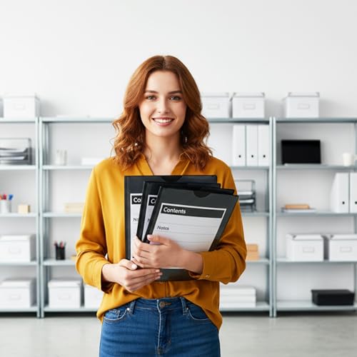 24 Pcs Plastic Folders with Front Clear Pocket and Business Card Holder 2 Pocket Heavy Duty Folders Plastic Letter Size Paper for Business School Office Supplies - color: Black