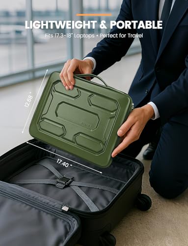 DOMISO 18 inch Laptop Sleeve with Handle Shockproof Computer Bag Waterproof EVA Protective Carrying Case for 17.3" MSI GS73VR Stealth Pro/HP Envy 17/LG Gram 17"/ROG Strix GL704VS,Green - color: Green, size: 17.5-18 inch