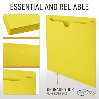 Yellow File Jackets, Flat-No Expansion, Letter Size, Reinforced Straight-Cut Tab, 10 Pack - color: Yellow