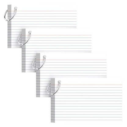 160-Pack White Index Cards 4x6 Inch w/Key Ring – 180gsm Heavyweight Flashcards – Flash Cards Study & Note Cards – Perfect for Study, Notes & Memory, Students School Supplies - color: 4x6" White 4-Pack