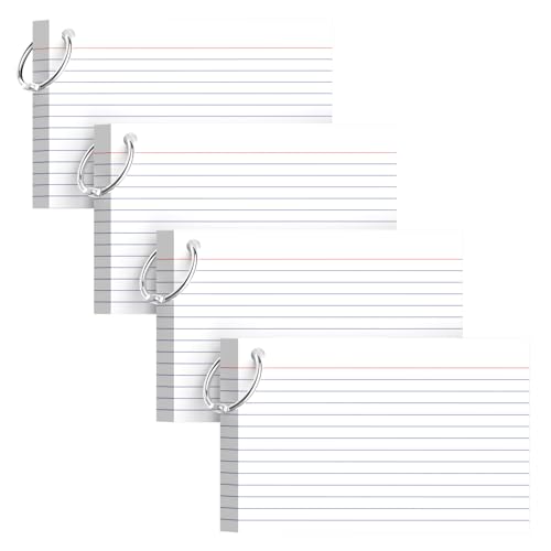 160-Pack White Index Cards 4x6 Inch w/Key Ring – 180gsm Heavyweight Flashcards – Flash Cards Study & Note Cards – Perfect for Study, Notes & Memory, Students School Supplies - color: 4x6" White 4-Pack