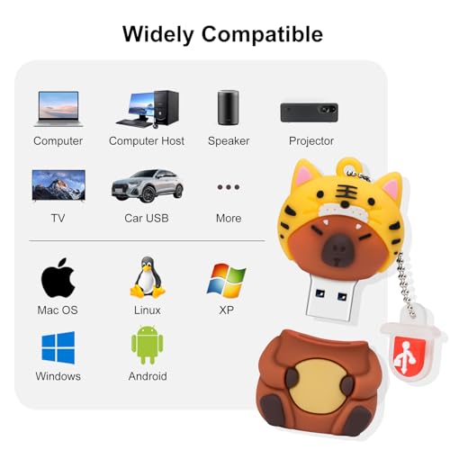 USB Stick 4Pcs 32GB Cute Flash Drive Capybara Animal Memory Stick Novelty Flash Drive Pendrive Thumb Drive Gift for Students and Children - color: Capybara 32GB*4