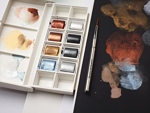 Winsor & Newton Cotman Watercolor Paint Set, 8 Half Pan, Metallic Colors w/ Brush - style: 8 Half Pan Metallic Colors