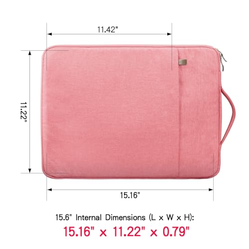 RAINYEAR 15.6 inch Laptop Sleeve Carrying Case with Handle & Pocket, Pink | Protective Padded Polyester Laptop Sleeve Case Briefcase Compatible with 15.6 Inch Notebook Computer Chromebook - color: Pink, size: 15.6"
