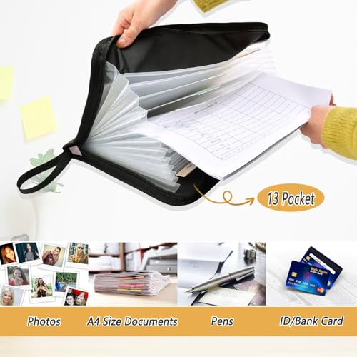 Rose Gold Leopard Expanding Accordion File Folder with 13 Pockets and Zipper Closure - color: Rose Gold Leopard