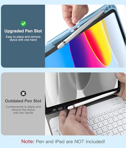 Hamile for iPad 11th 10th Generation Case with Keyboard - 7 Colors Backlit Wireless Detachable Folio Keyboard Cover with Pencil Holder for iPad 11-inch A16 2025 10th Gen 10.9 Inch 2022 (Sky Blue) - color: Sky Blue