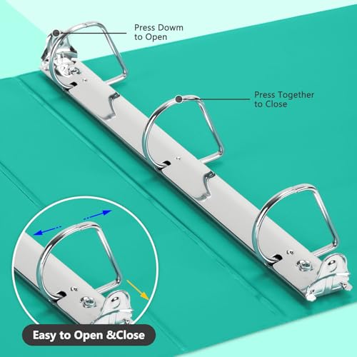 ViVin 튼튼한 3.8cm(1.5인치) 3링 바인더, 포켓 포함, 슬랜트 D 링, PVC 프리, 맞춤형 클리어 뷰 바인더, 21.6 x 27.9cm(8.5 x 11인치) 용지 350장 보관, 6팩 (레이크 그린) - color: 그린 레이크, size: 1.5인치