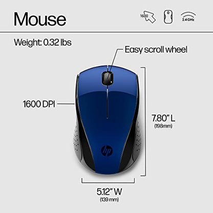 HP X3000 G3 Wireless Mouse - Blue, 15-Month Battery, Side Grips for Control, Travel-Friendly, Blue LED, Powerful 1600 DPI Optical Sensor, Compatible with Wins PC/Laptop, Mac, Chromebook (683N8AA#ABL) - color: Blue