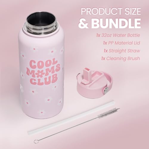 SANDJEST Mom Water Bottle, Cool Moms Club Bottles 32oz Stainless Steel Insulated with Lid, Mom Gifts from Daughter Son, Gifts for Mother's Day Christmas Birthday - color: Mom 1