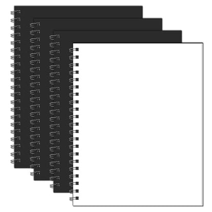 Blank Spiral Notebook, 8.5" x 11" Hardcover Sketch Book, 4 Pack Large Blank Journal for Drawing, A4 Black Unlined Journals for Women Men Office School Home - style: Unlined