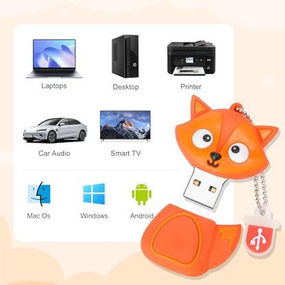 32GB USB Flash Drive Pack of 5 Pcs, BorlterClamp Thumb Drive with Cute Animal Pattern Lovely Memory Sticks - color: Cute Animal Pattern 32GB*5