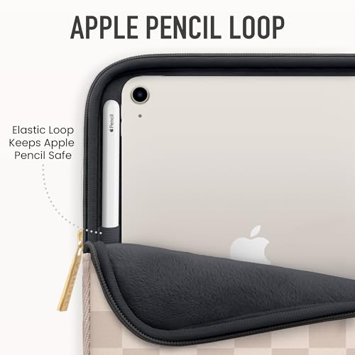 Vandel Slim & Protective Tablet Sleeve for 9-11 inch iPads A16, 11" iPad Pro, 10.9" iPad,10.2" iPad, 10.9" iPad Air, 11 Inch Samsung Galaxy Tab A9+, Bag Fits Magic Keyboard - color: a. Neutral Checker, size: 9-11 Inch Tablet