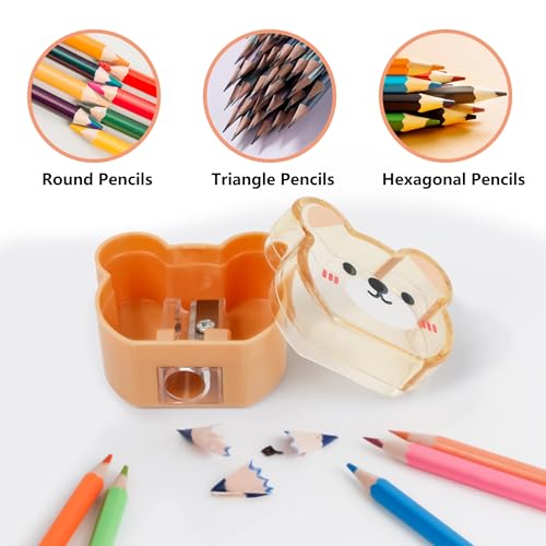 Smilo Cute Pencil Sharpener Manual, Animal Design, Single Hole, 8 Pack | Handheld Color Pencil Sharpeners, Easy Open Tray, Portable to Carry, Back to School, Classroom Rewards, Office Desks Supplies
