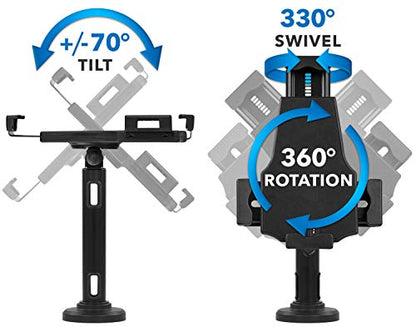 Mount-It! Universal Tablet POS Kiosk Stand with Cable Lock & Wall Mount Bracket, Adjustable Clamp for 7.9"–11" Tablets (Fits 5.3"–7.8" W x 7.8"–10.6" L), Compatible with iPad, Galaxy Tab & Surface Go - size: Counter - Bolt-on Base