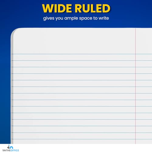1InTheOffice Composition Notebook Wide Ruled, Black Marble, 100 Sheets, 9.75" x 7.5", Durable Sewn Binding, Bulk 12‑Pack