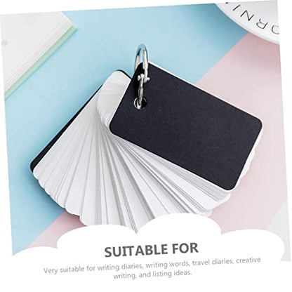 4pcs Blank Flashcards with Binder Ring Practical Memory Cards for Note Taking and Studying Loose-Leaf Notepads for DIY Projects Black and Kraft Paper Covers - size: 7.00X4.00X3.00CM