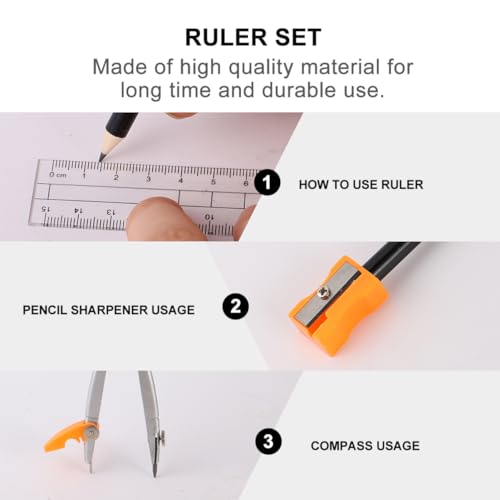 jojofuny Metal Compass Geometry Drawing Kit 10pcs Set with Drawing Rulers for Students Exam Math Geometry Tools Random Color
