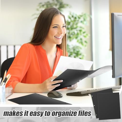 Yeaqee 72 Pcs Plastic Folders with Pockets Bulk 3 Hole Punched 2 Pocket File Folders for 3 Ring Binder Divider Folder for Notebooks, Durable Poly for Office Home (Black) - color: Black