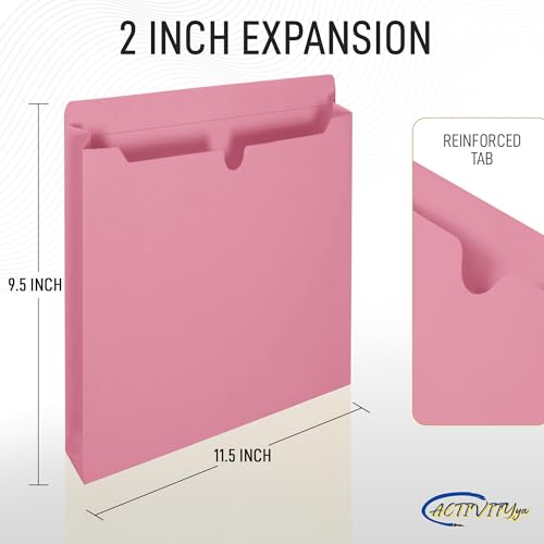 Pink File Jackets, 2 Inch Expansion, Letter Size, Reinforced Straight-Cut Tab, 6 Pack - color: Pink, style: 2 Inch Expansion
