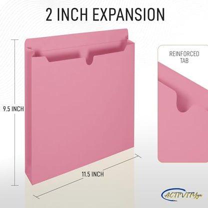 Pink File Jackets, 2 Inch Expansion, Letter Size, Reinforced Straight-Cut Tab, 6 Pack - color: Pink, style: 2 Inch Expansion