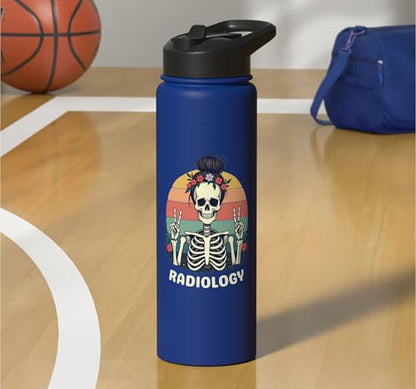 Funny Radiology Student Graduation Xray Technician Men Women Stainless Steel Insulated Water Bottle - color: Royal Blue