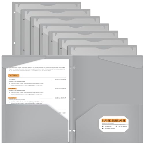 Henoyso 24 Pcs Grey Plastic Folders with 2 Pockets and Clear Front Pocket 3 Holes Bulk Heavy Duty Letter Size Folders for Back to School, Office & Home, Classroom Organization - color: Grey