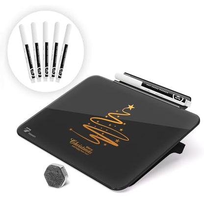 TOWON Small Glass Dry Erase Board, Desk White Board with Standing, Mini Whiteboard Easel Pad Set, Stenography Artifact for Office, Home and School Supplies, 8x6 Inches, Black - color: Black