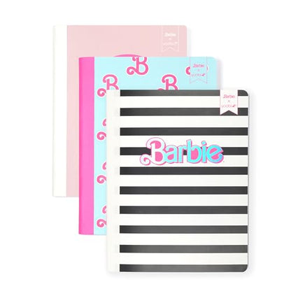 Yoobi Barbie X College Ruled Composition Notebook Set – 3-Pack of Kids 1 Subject Notebooks, Allover Print Designs – 100 Sheets Each, For School, Office & Home – 9.75” x 7.5” - color: Barbie - Composition, size: Pack of 3