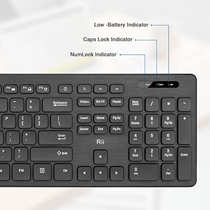 Wireless Keyboard and Mouse Combo - Rii Standard Office PC Keyboard and Optical Wireless Mice (Black (2 Pack)) - color: Black (2 Pack)