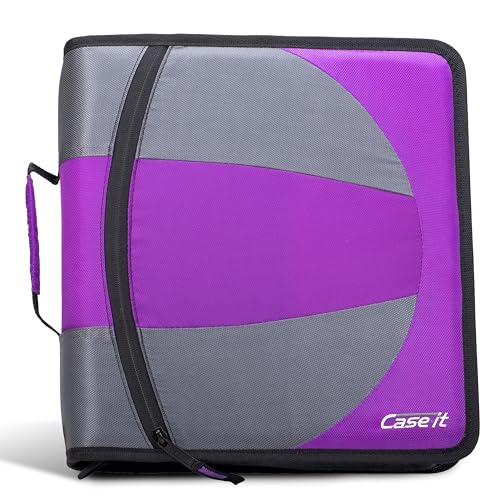 Case-it The Dual 2-in-1 Zipper Binder | Two 1.5-Inch D-Rings, 600 Sheet Capacity, Pencil Pouch & Multiple Pockets | School & Office Organizer with Shoulder Strap | Dual-101 Deep Purple - color: Deep Purple, size: 1 Pack