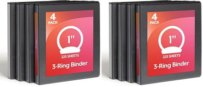 Cardinal Economy 3 Ring Binder, 1 Inch, Presentation View, Black, Holds 225 Sheets, Nonstick, PVC Free, Binders (79512), 4 Count(Pack of 2) - size: 1-Inch (Pack of 2)