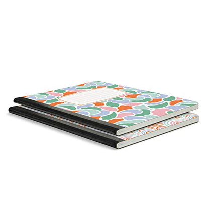 Studio Oh! Composition Notebook Duo 2 Pack, 7.5" x 9.75", Back to School Supplies & Cute College Essentials, Aesthetic Notebook for School, 160 Page Lined Paper, 70 GSM Paper Wt., Rainbow Abstract - color: Rainbow Abstract