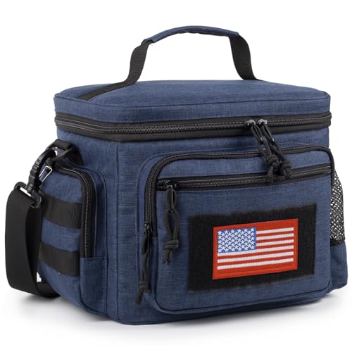 Lunch Box for Men, 12L Leakproof Tactical Lunch Bag Large Cooler for work | Adjustable Shoulder Strap,MOLLE Webbing Leakproof Insulated Large Lunch Cooler,Adult Meal Water-Resistant Lunch Pail for Men - color: Blue, size: Medium