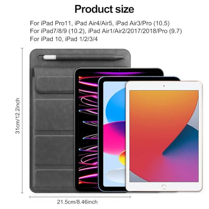 8-11 inch Tablet Sleeve Case with Pen Holder, Slim PU Lightweight Universal case with Foldable Stand for iPad 10th Generation 2022, iPad Pro 11, iPad mini6, Galaxy Tab S9/A9 Plus/A8 etc Gray - color: Gray