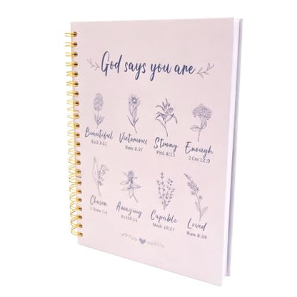 Christian Spiral Notebooks For Women - Bible Study Prayer Journal Dairy With God Says,140 Pages,Hardcover Coil-Bound Subject Notebook College Ruled,Inspirational Gifts For Church Members Journals For Writing, A5(5.8"X8.3") (Purple) - color: Purple