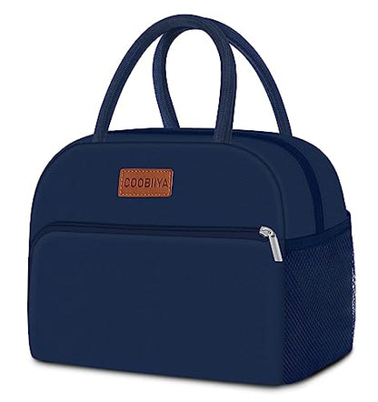 Coobiiya Lunch Bag for Men and Women - Navy Blue, Aluminum, 10.8" x 6.3" x 8.85" - Spacious, Lightweight, and Durable - color: Navy