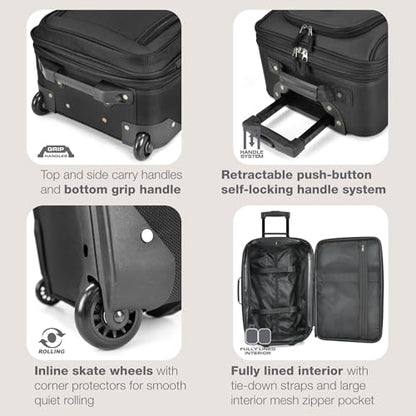 U.S. Traveler Rio Lightweight Softside Rolling Carry-on Suitcase, 2-Wheel Single, Black - color: Black, size: 21"