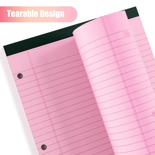 HAUTOCO 2 Pack 8.5 x 11 Legal Pads Pink Wide Ruled Notepads Perforated Writing Pads, 30 Sheets Per Notepad, 3-Hole Punched Paper, Writing Note Pads for School, Home, Office, Business - color: Pink