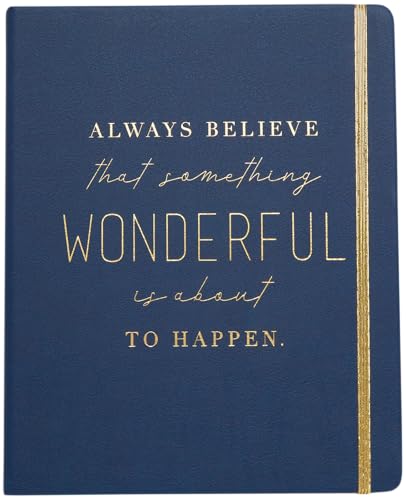 WORLD TRAVELER Large Lined Journal Notebook 256 Ruled White & Ivory Pages | Lay-Flat Binding, Gilded Page Edges Resist Wear, Reinforced Square Corners, Bleed-Resistant Smooth Paper - color: Always Believe