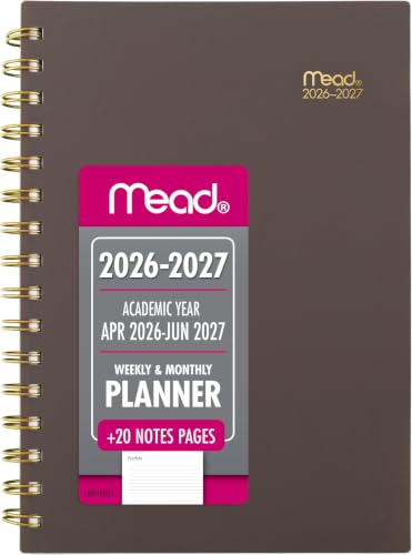 Mead Planner 2026-2027 Weekly & Monthly Academic 15-Month April-June, 5.5" x 8.5", Ground Coffee (CAW42004) (Pack of 12) - color: Ground Coffee, size: 5.5"W x 8.5"H (Pack of 12), style: 2026-2027